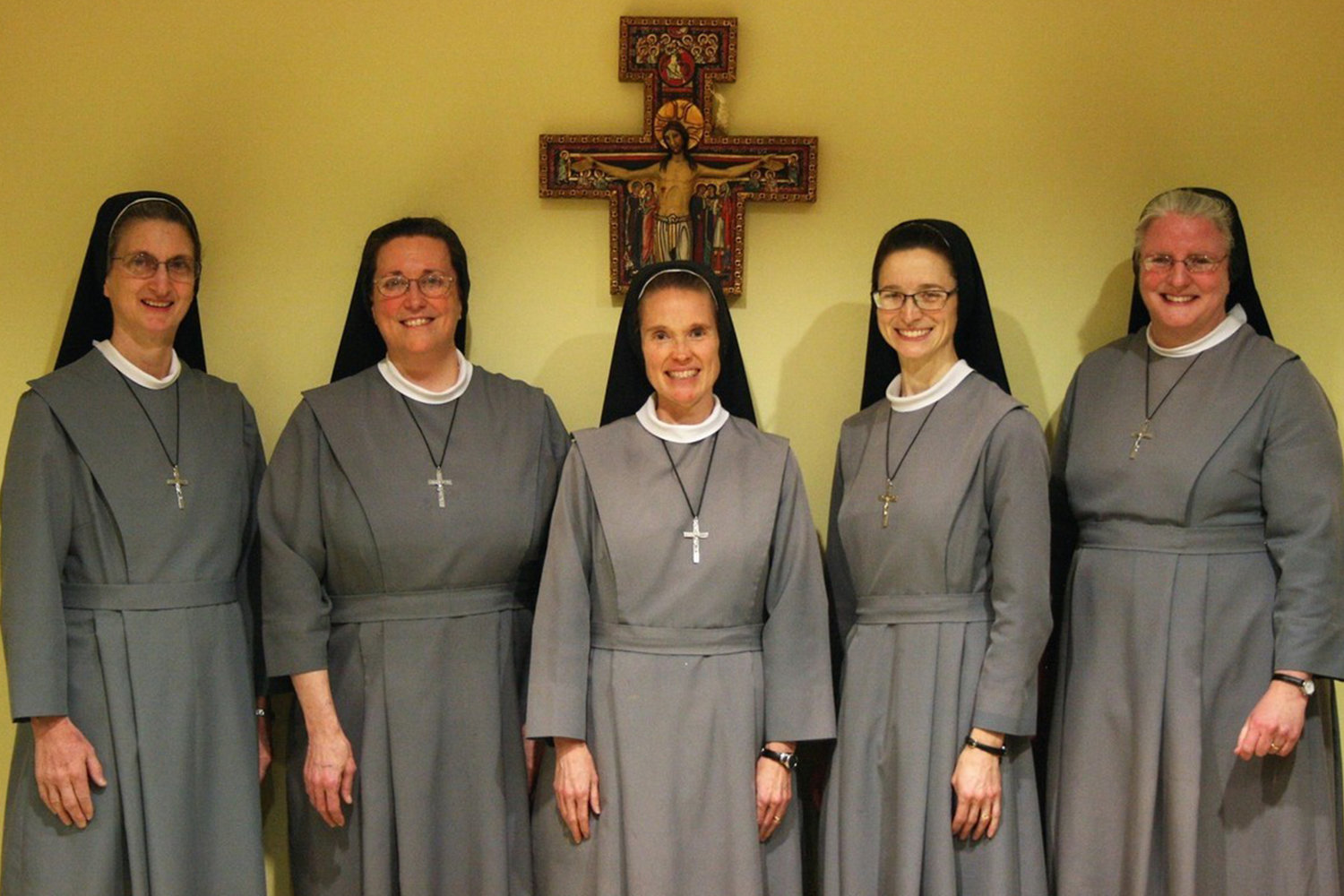 Rich Fountain native Mother M. Mediatrix Bexten FSGM (center), newly installed provincial superior of the St. Elizabeth province of the Sisters of St. Francis of the Martyr St. George, gathers with the new provincial council after their installation on March 25, the Solemnity of the Annunciation. With her are council members Sister M. Kateri Hawley, Sister M. Mikela Meidl, Sister M. Elise Mierendorf (vicaress), and Sister M. Angelica Neumann.